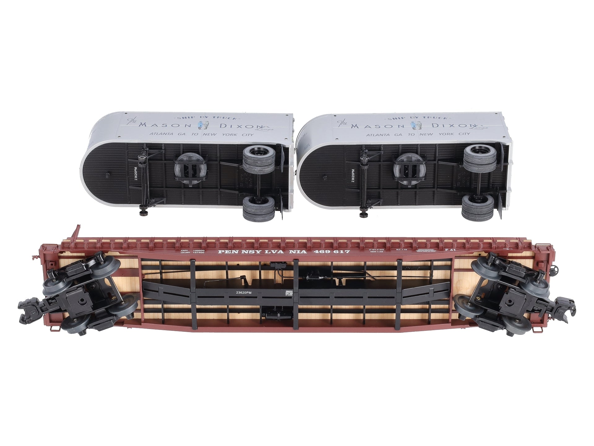 Lionel 2026632 O Pennsylvania Mason Dixon 50' Flatcar w/ 20' Trailers #469625