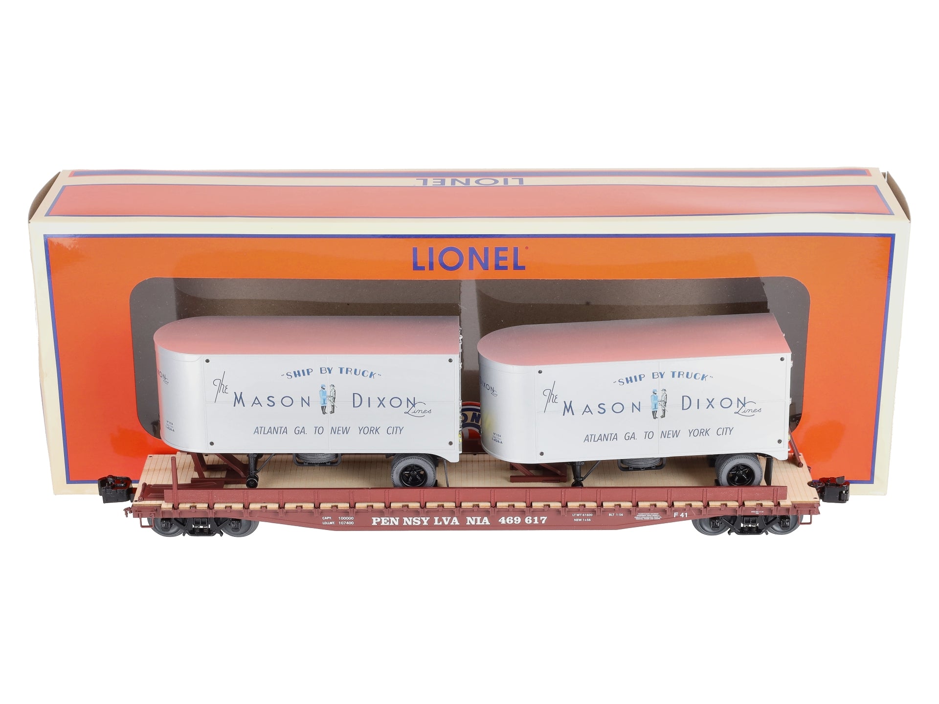 Lionel 2026632 O Pennsylvania Mason Dixon 50' Flatcar w/ 20' Trailers #469625