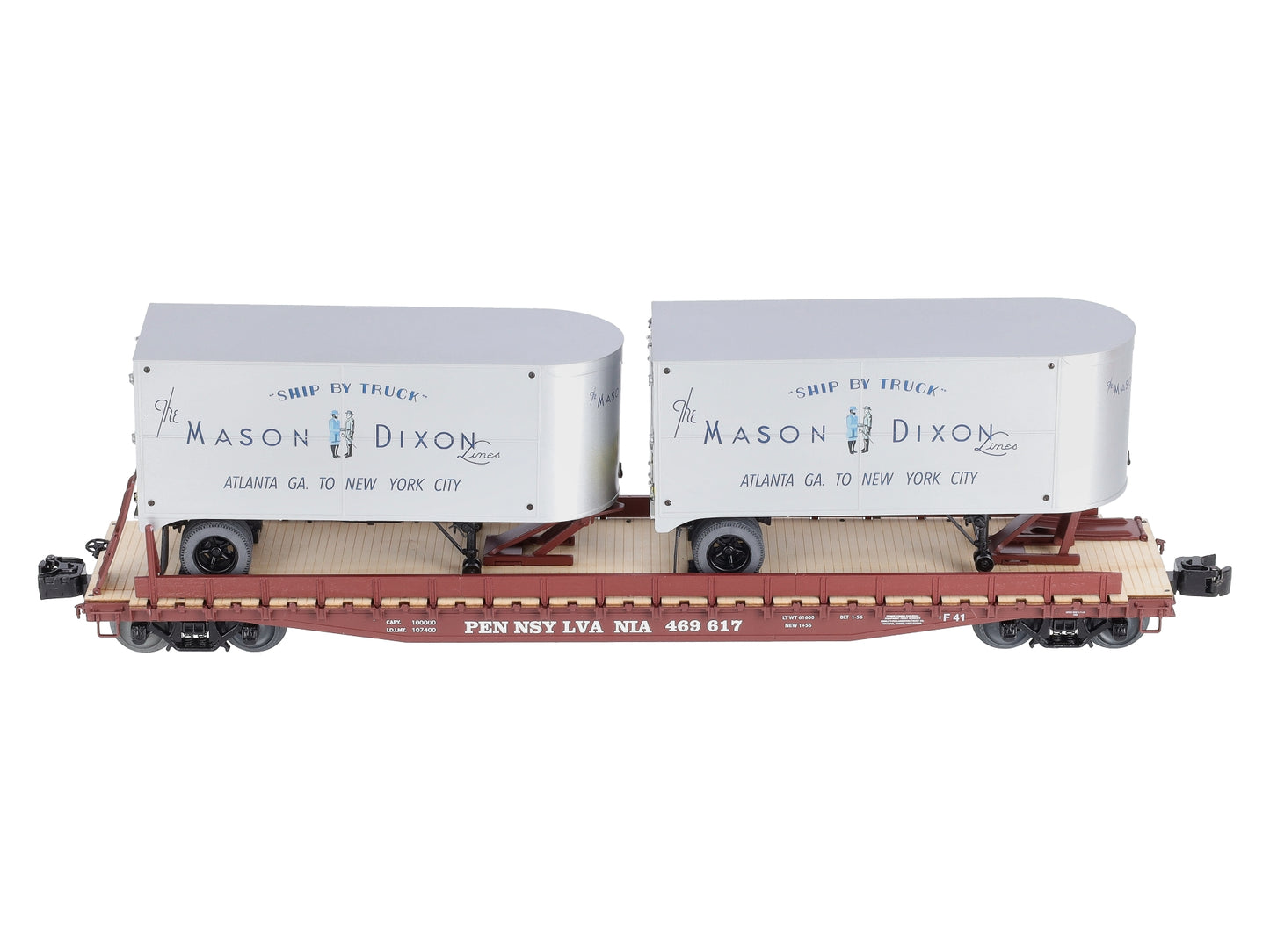 Lionel 2026632 O Pennsylvania Mason Dixon 50' Flatcar w/ 20' Trailers #469625