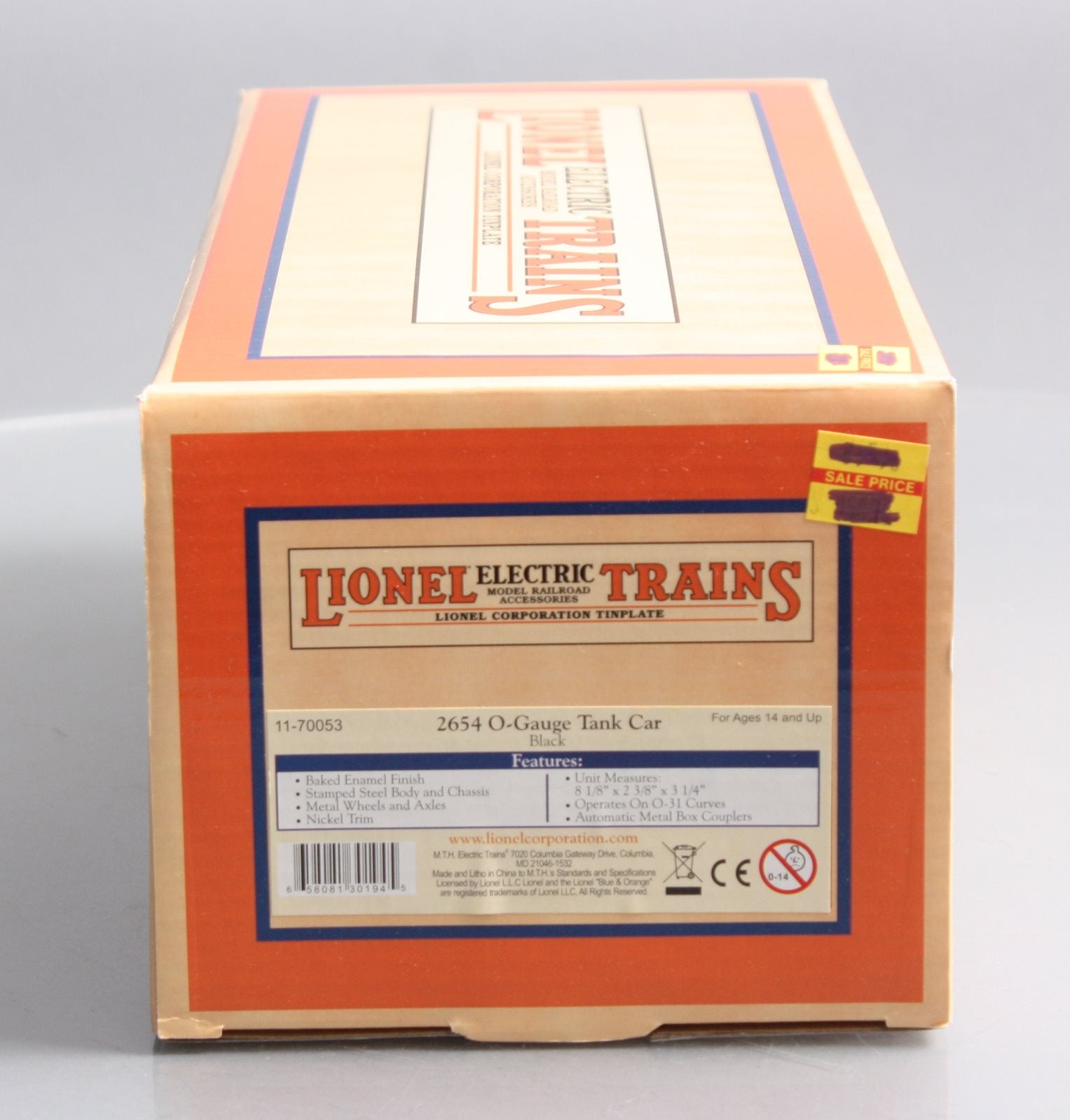 MTH 11-70053 Lionel O Gauge Black Shell Tank Car #2654