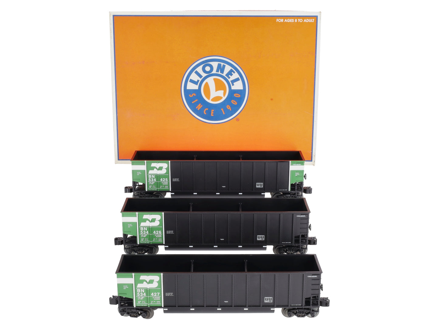 Lionel 6-17417 O Gauge Burlington Northern Rotary Bathtub Gondolas (Set of 3) EX/Box