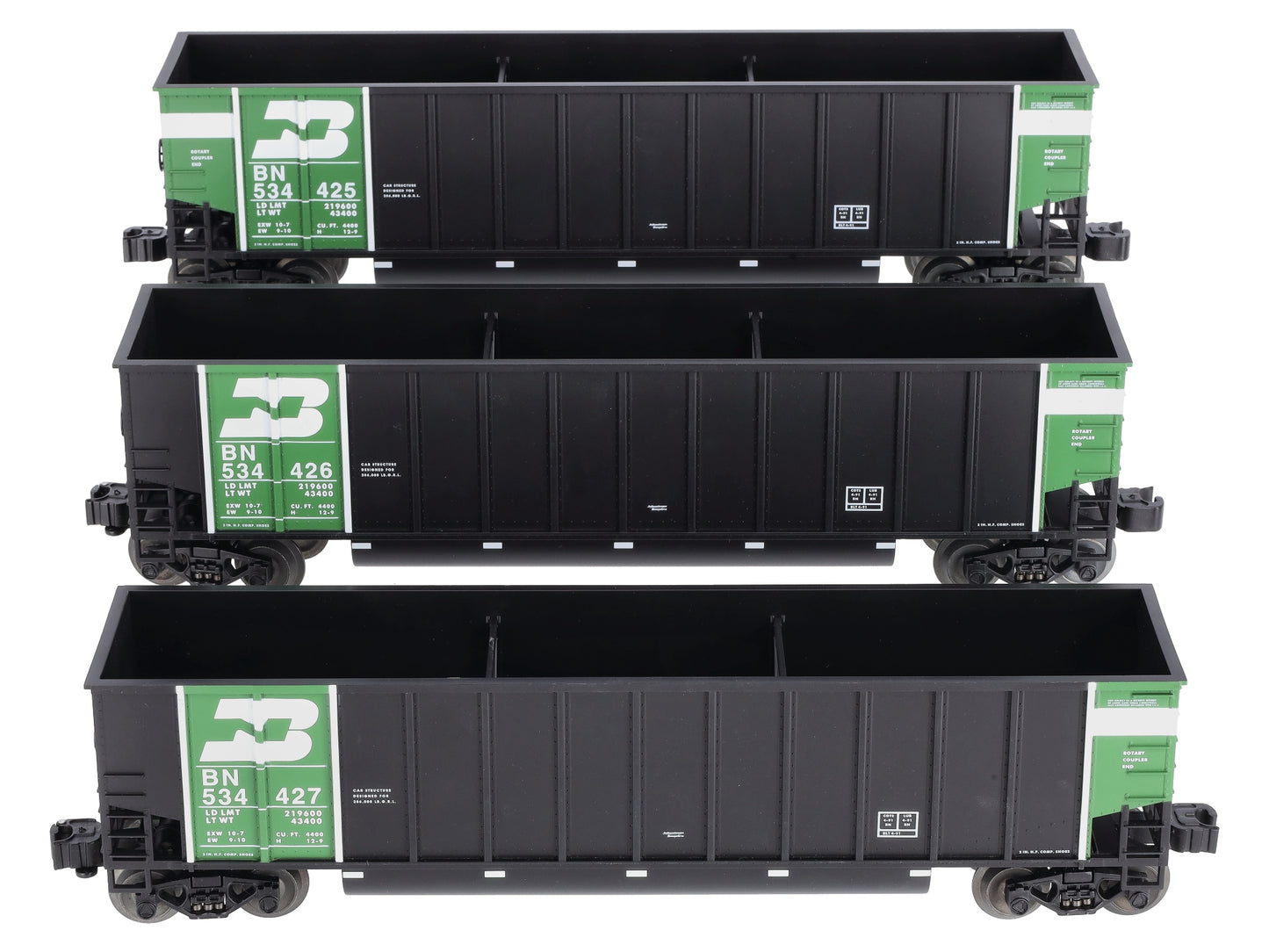 Lionel 6-17417 O Gauge Burlington Northern Rotary Bathtub Gondolas (Set of 3) EX/Box