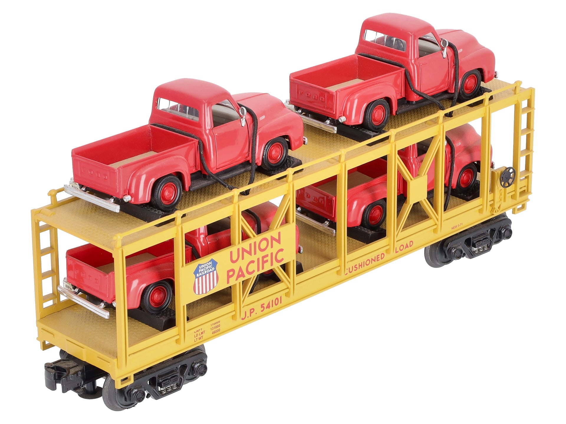 MTH 30-76065 O Union Pacific Auto Carrier Flat Car with ‘53 Ford Pickups #54101 LN/Box