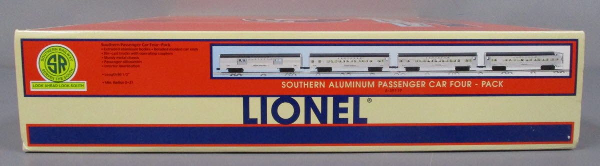 Lionel 6-39119 O Gauge Southern Aluminum 4-Pack Passenger Car Set LN/Box