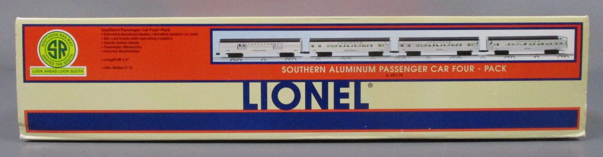 Lionel 6-39119 O Gauge Southern Aluminum 4-Pack Passenger Car Set LN/Box