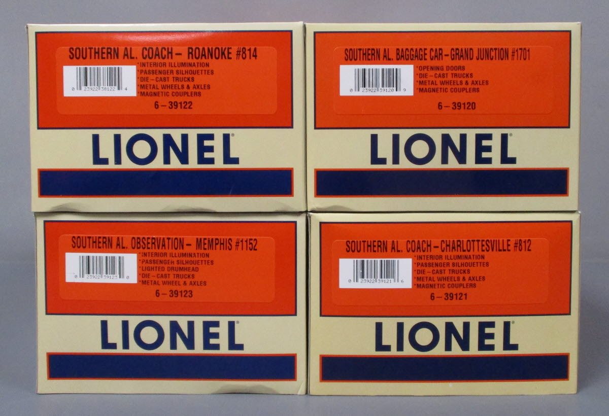 Lionel 6-39119 O Gauge Southern Aluminum 4-Pack Passenger Car Set LN/Box