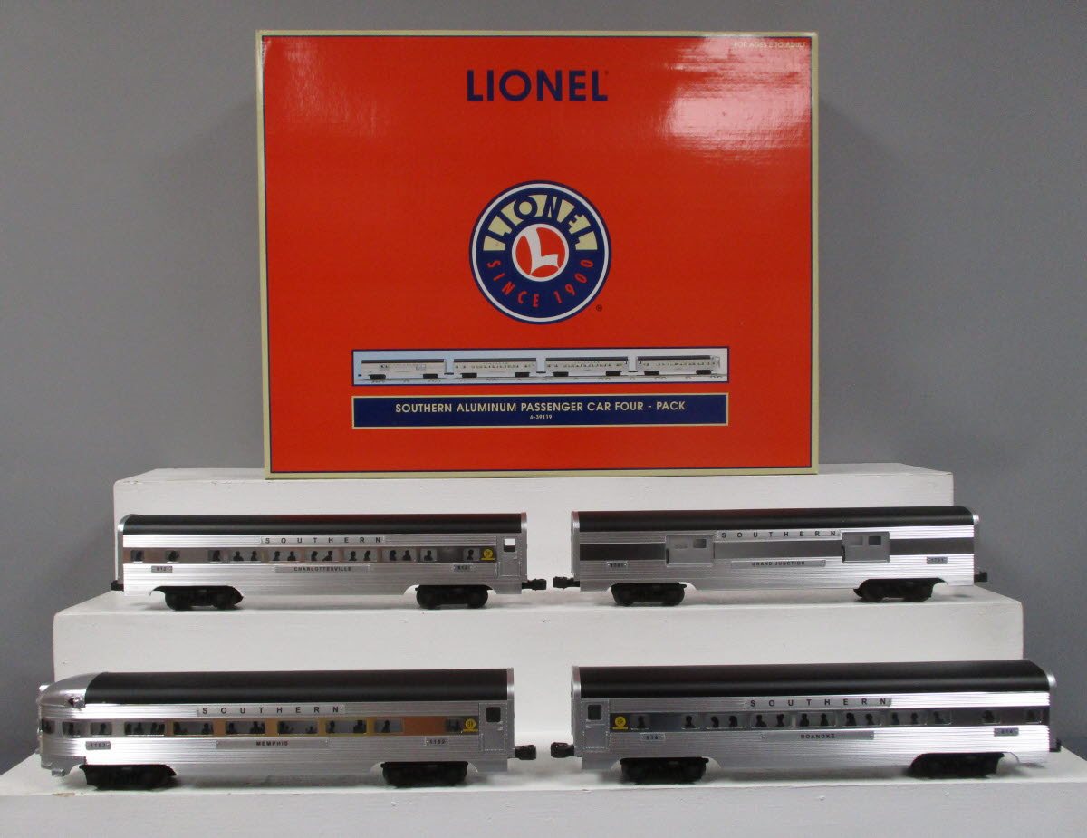 Lionel 6-39119 O Gauge Southern Aluminum 4-Pack Passenger Car Set LN/Box