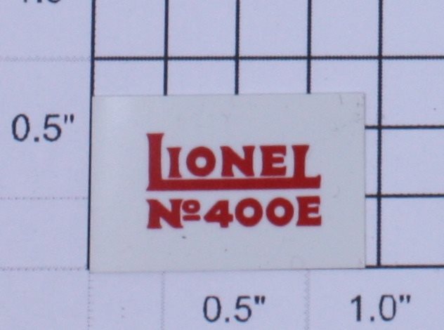 Lionel 400E-38 400E Number Board Plate - White with Red Lettering
