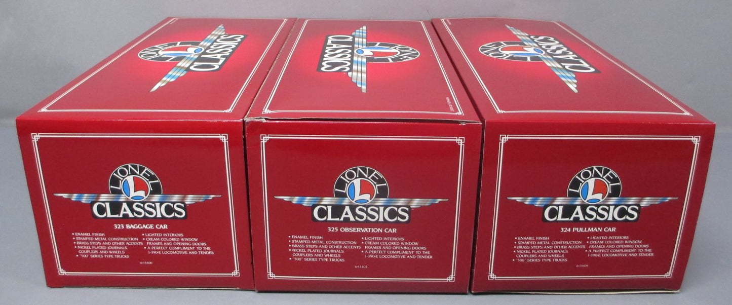 Lionel 6-13402 Standard Red Tinplate Passenger Cars #323, 324, 325 (Pack of 3) LN/Box