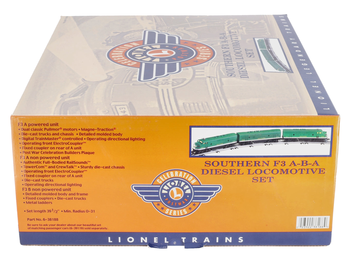 Lionel 6-38188 O Gauge Southern F3 ABA Diesel Locomotive Set #2356 LN/Box
