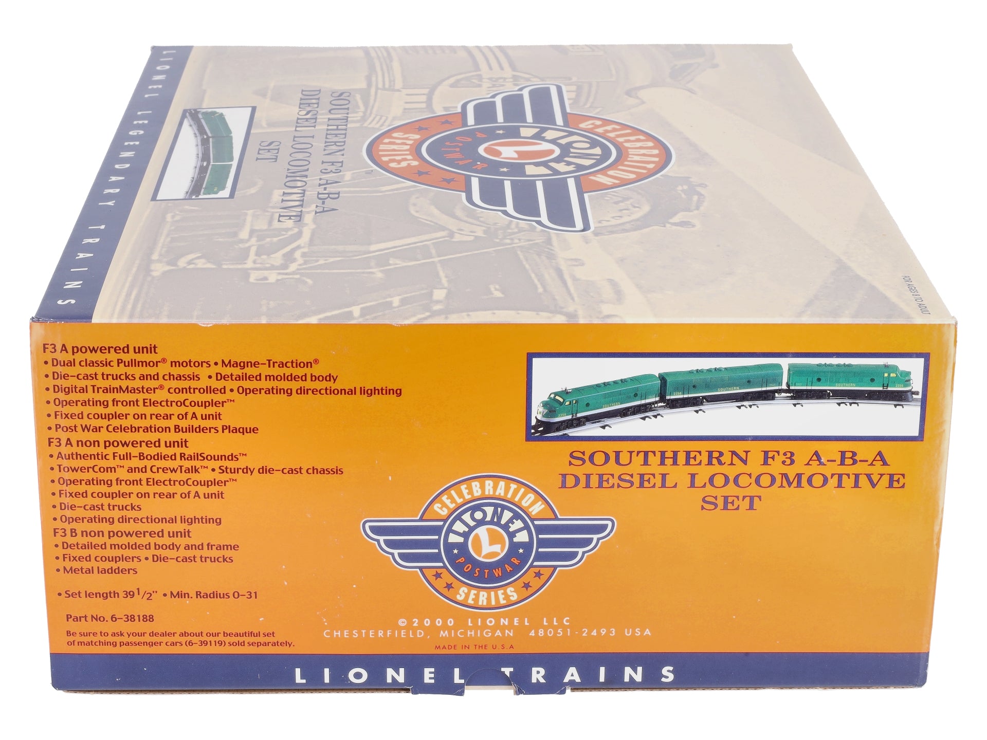 Lionel 6-38188 O Gauge Southern F3 ABA Diesel Locomotive Set #2356 LN/Box