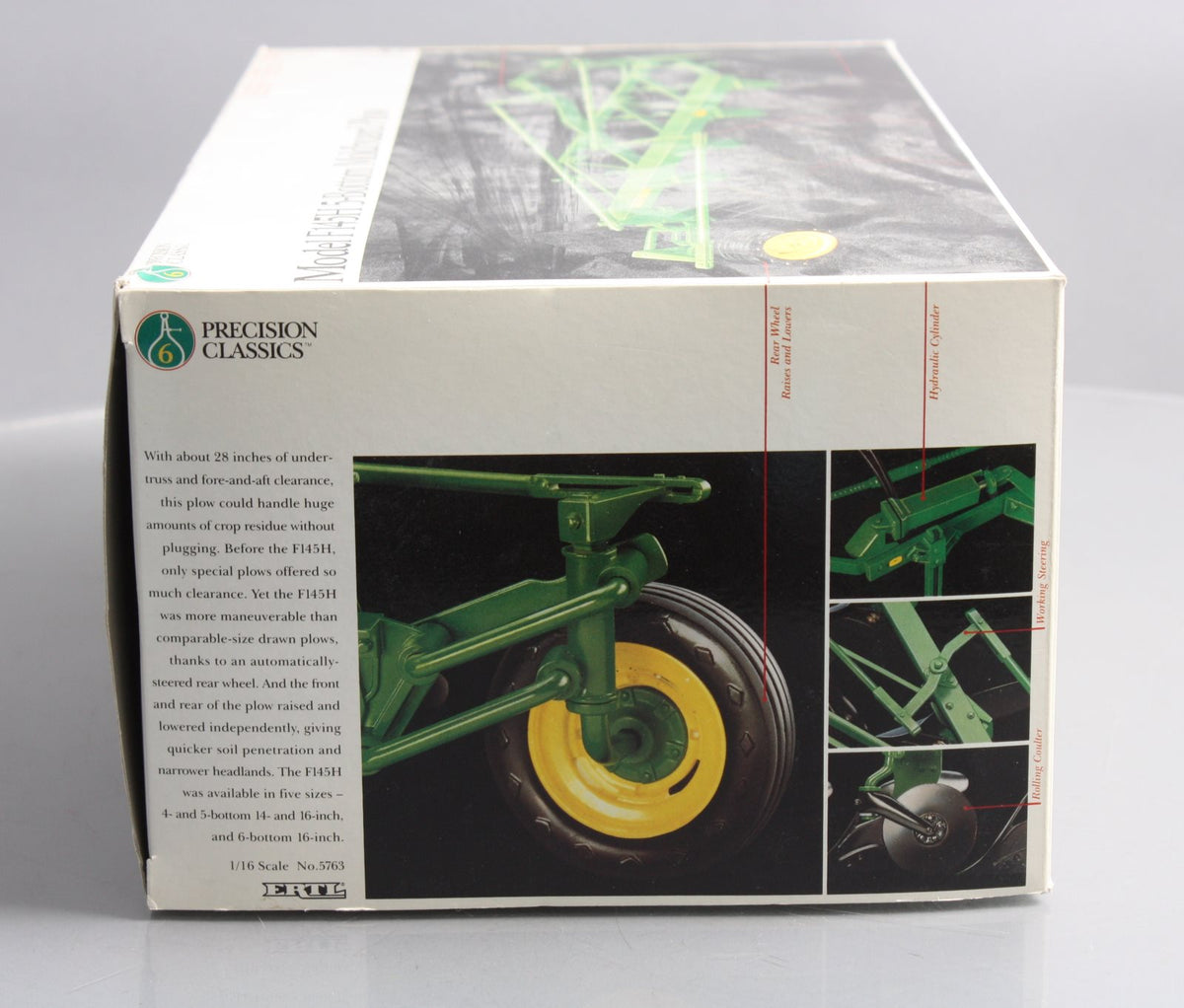 Ertl 5763 1:16 Scale Diecast John Deere Model F14H 5-Bottom Moldboard Plow NIB