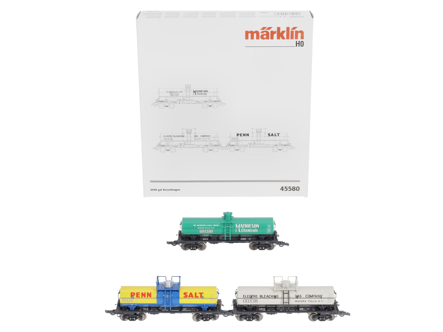 Marklin 45580 HO SHP EBG & TEL 6,000 Gallon Tank Cars (Set of 3) LN/Box