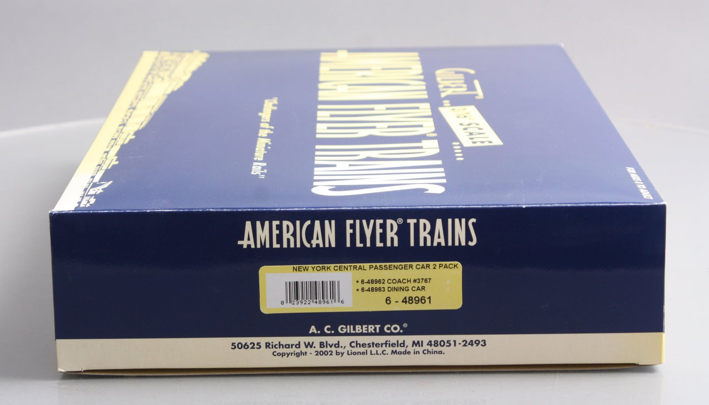 American Flyer 6-48961 S Scale New York Central Passenger Car (Pack of 2) NIB