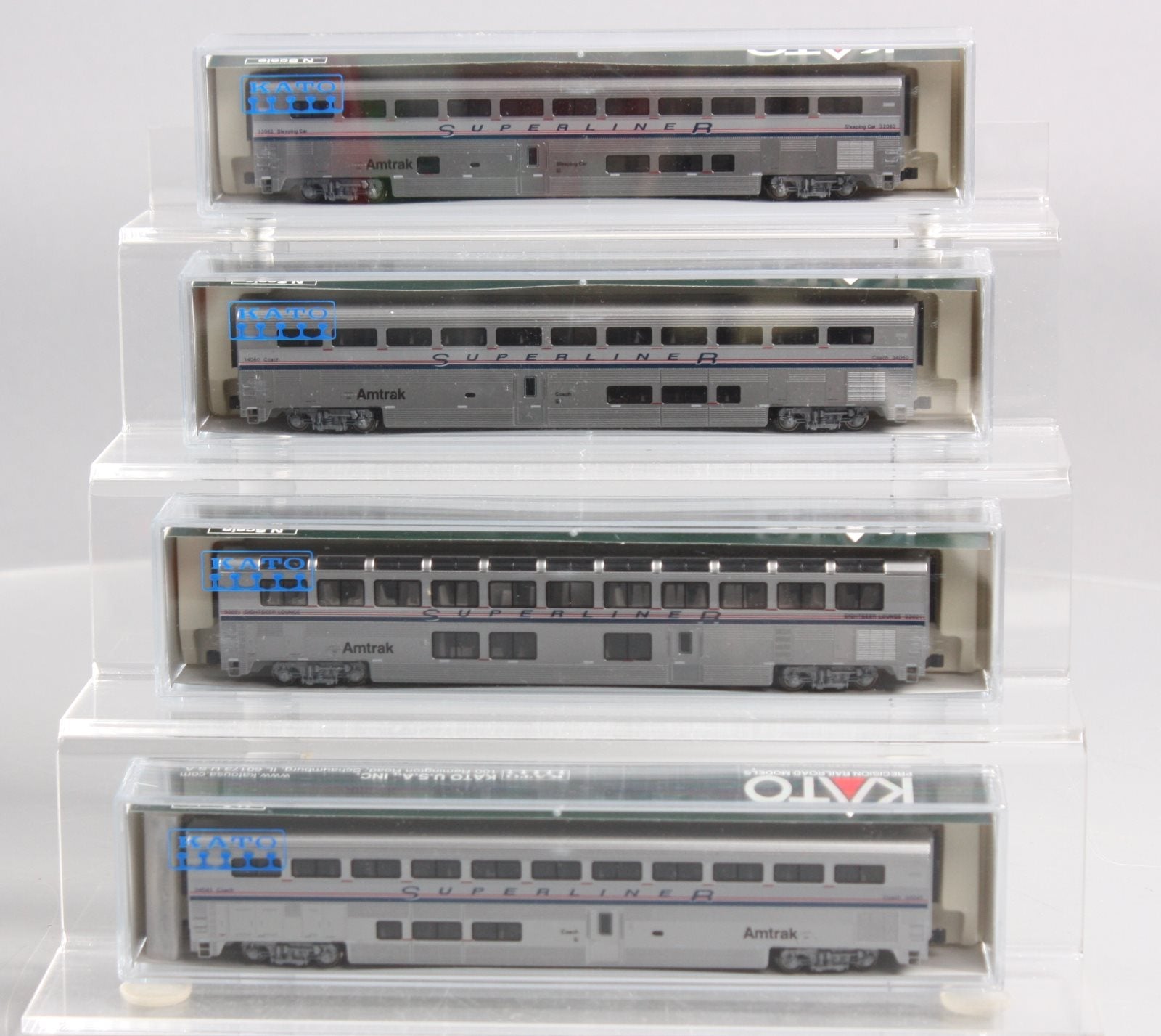 Kato 106-3505 N Amtrak Superliner Passenger Cars B (Set of 4) NIB
