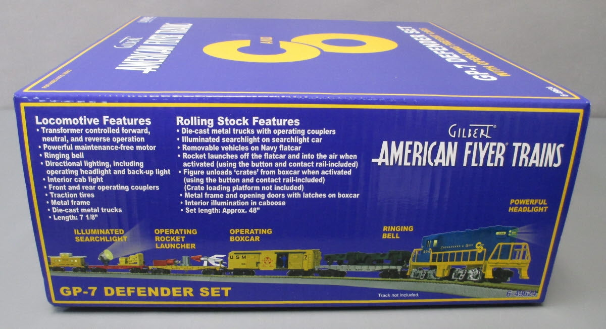 American Flyer 6-49624 S Chesapeake & Ohio 1959 GP-7 Defender Diesel Train Set NIB