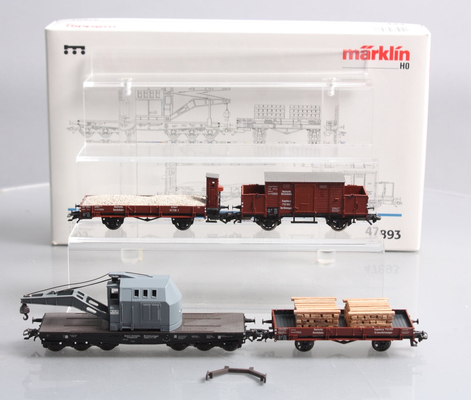 Marklin 47893 HO Scale DB Track Laying Train Car Set LN/Box