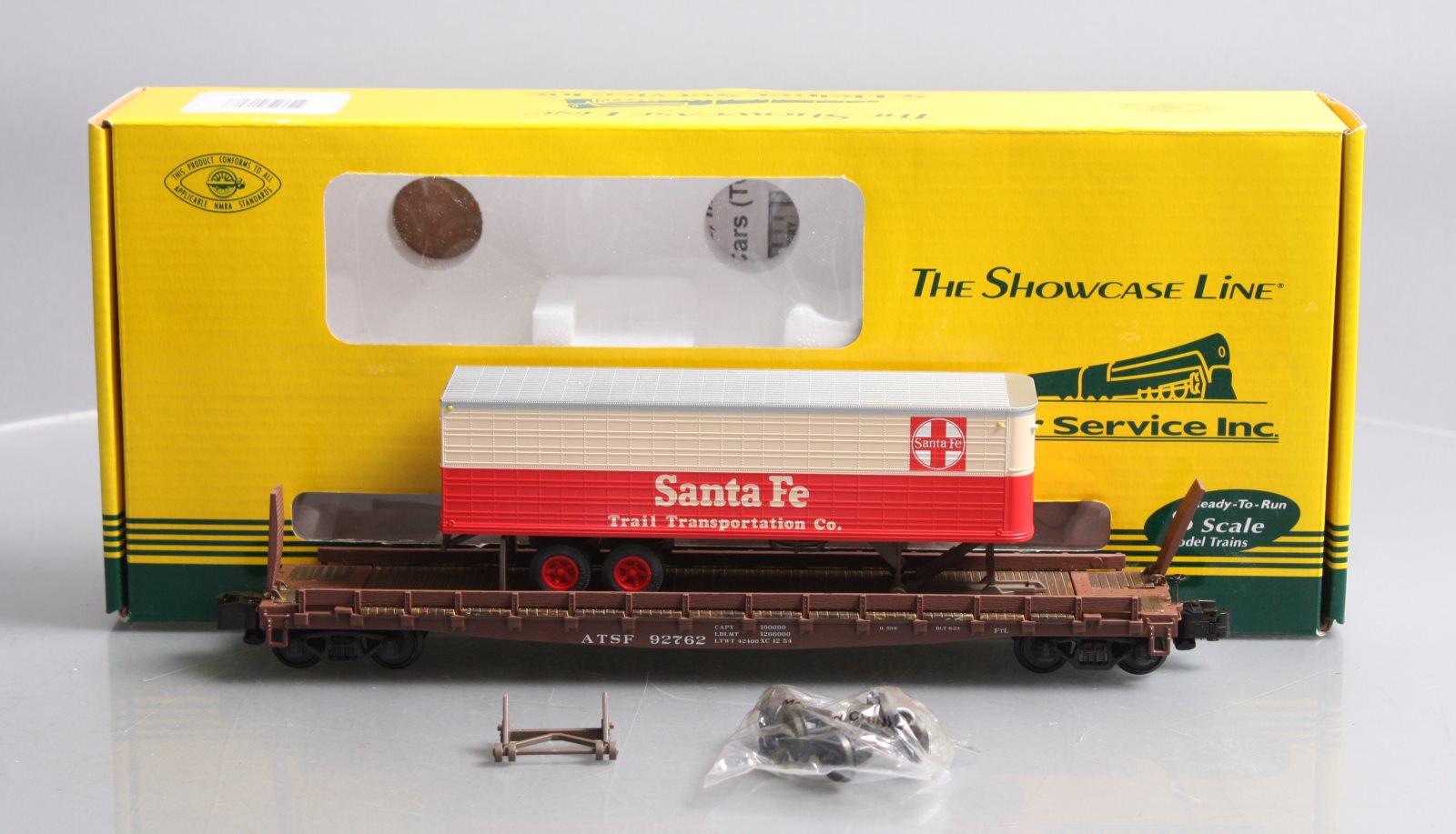 S-Helper 01808 S Scale Santa Fe Flatcar W/ Trailer #92762 EX/Box