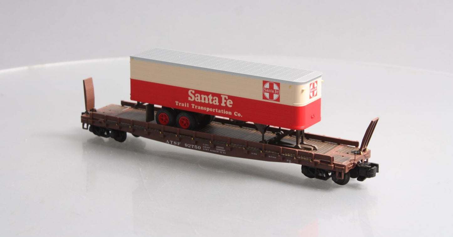 S-Helper 01807 S Scale Santa Fe Flatcar W/ Trailer #92750 EX/Box