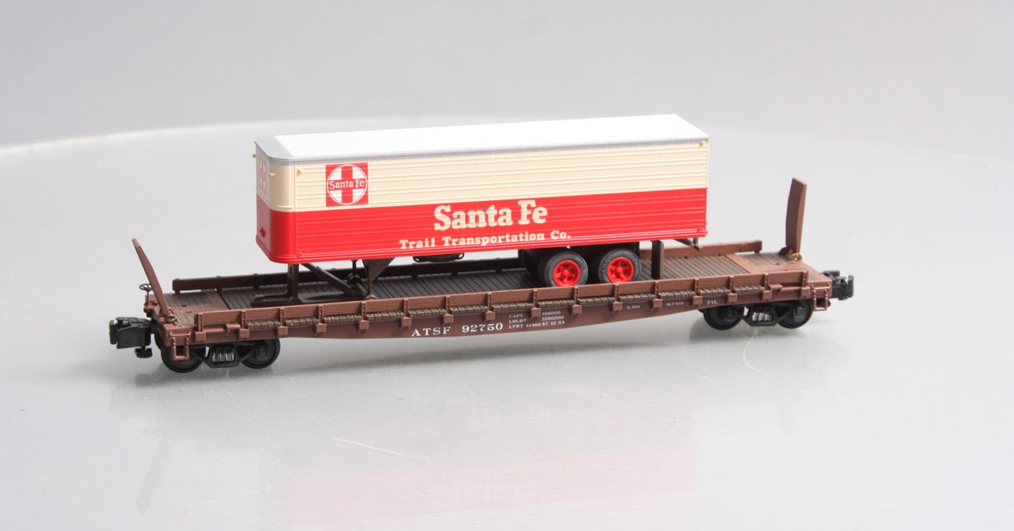S-Helper 01807 S Scale Santa Fe Flatcar W/ Trailer #92750 EX/Box