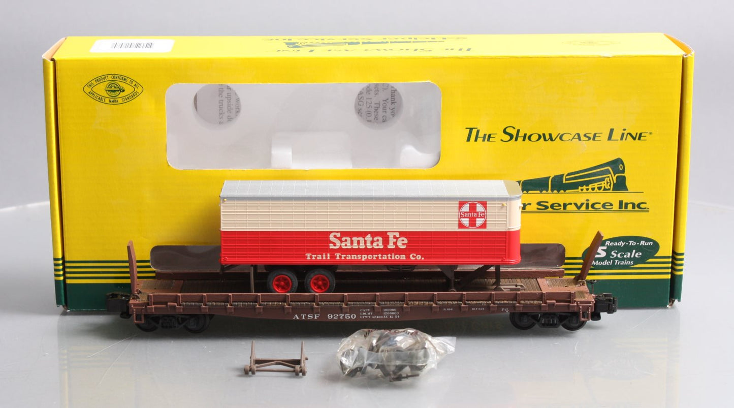 S-Helper 01807 S Scale Santa Fe Flatcar W/ Trailer #92750 EX/Box