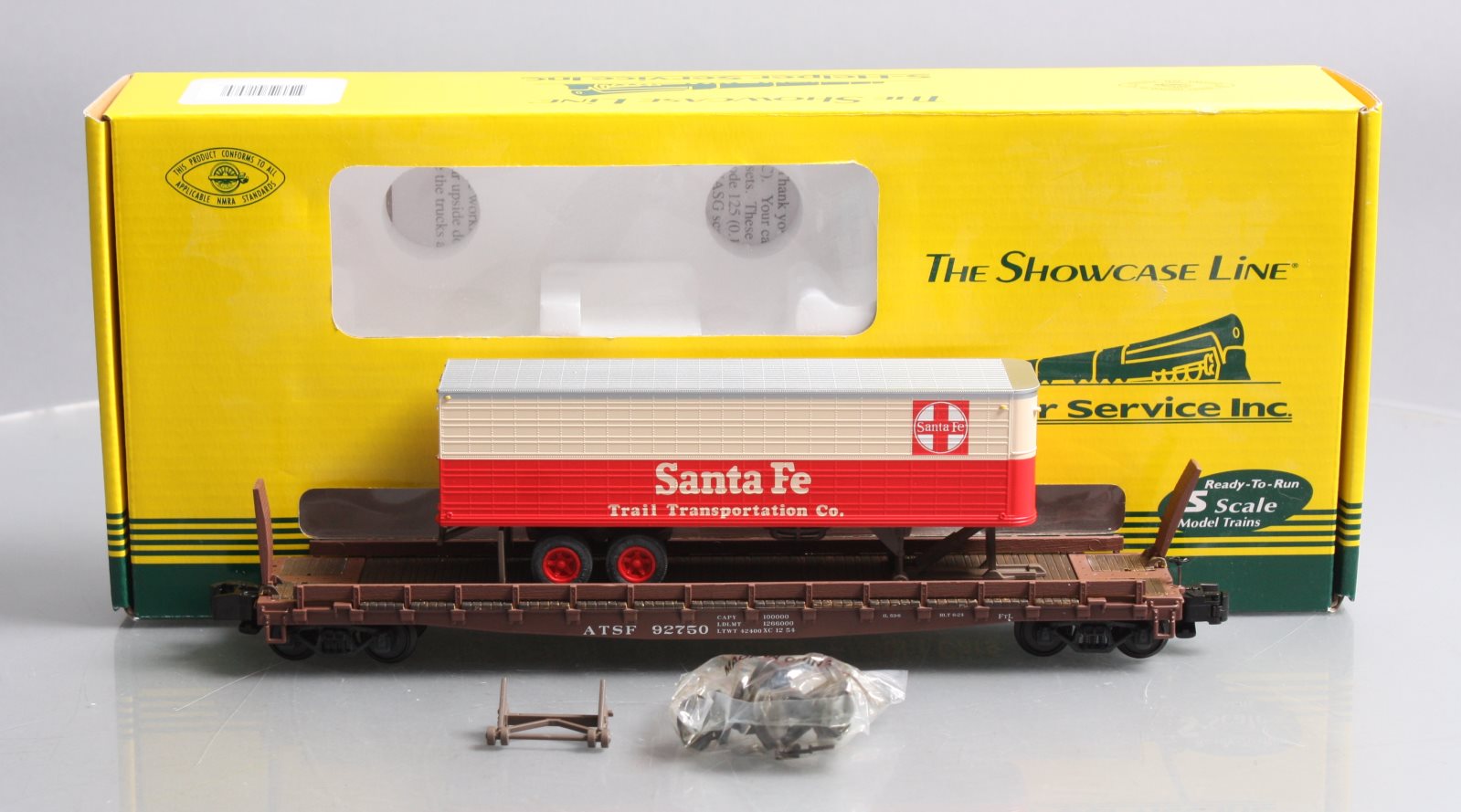 S-Helper 01807 S Scale Santa Fe Flatcar W/ Trailer #92750 EX/Box