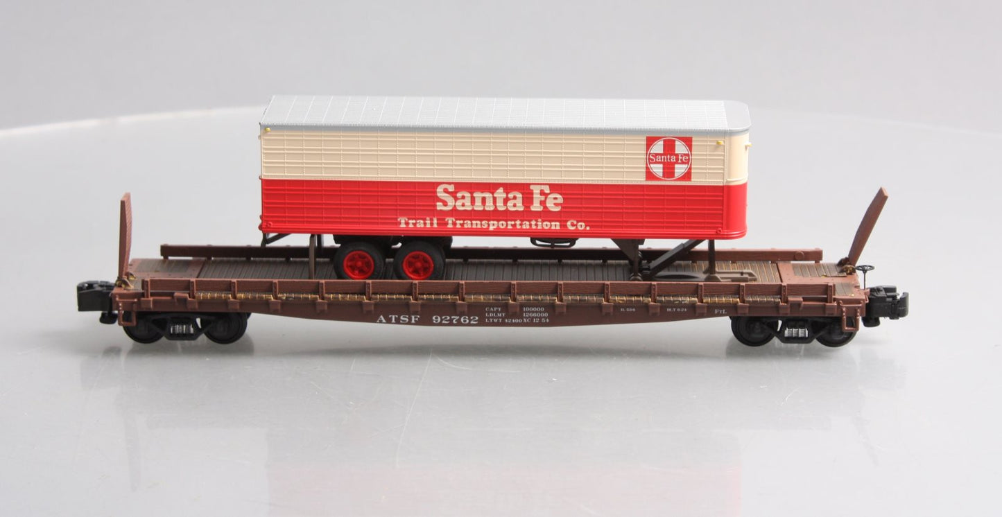 S-Helper 01808 S Scale Santa Fe Flatcar W/ Trailer #92762 LN/Box