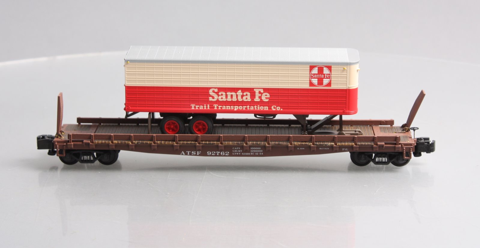 S-Helper 01808 S Scale Santa Fe Flatcar W/ Trailer #92762 LN/Box