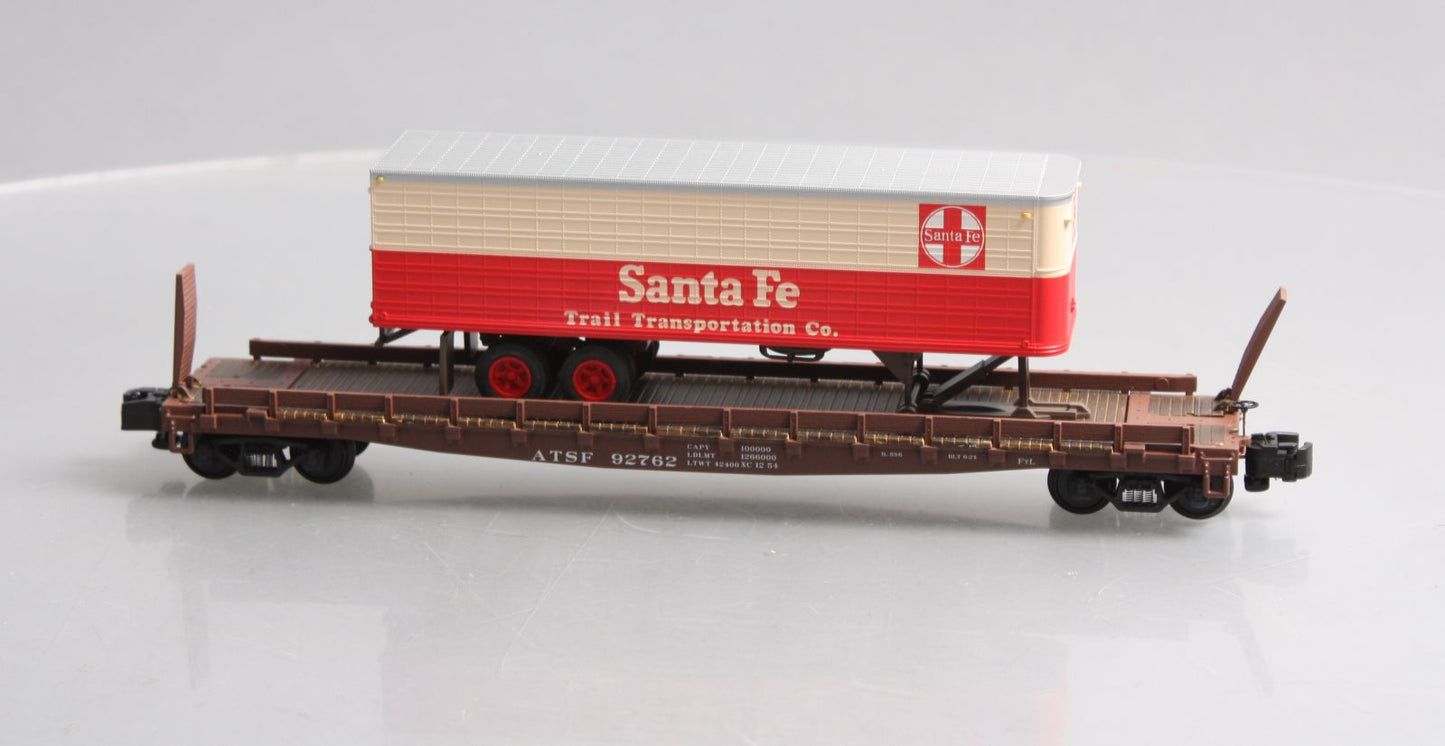 S-Helper 01808 S Scale Santa Fe Flatcar W/ Trailer #92762 EX/Box