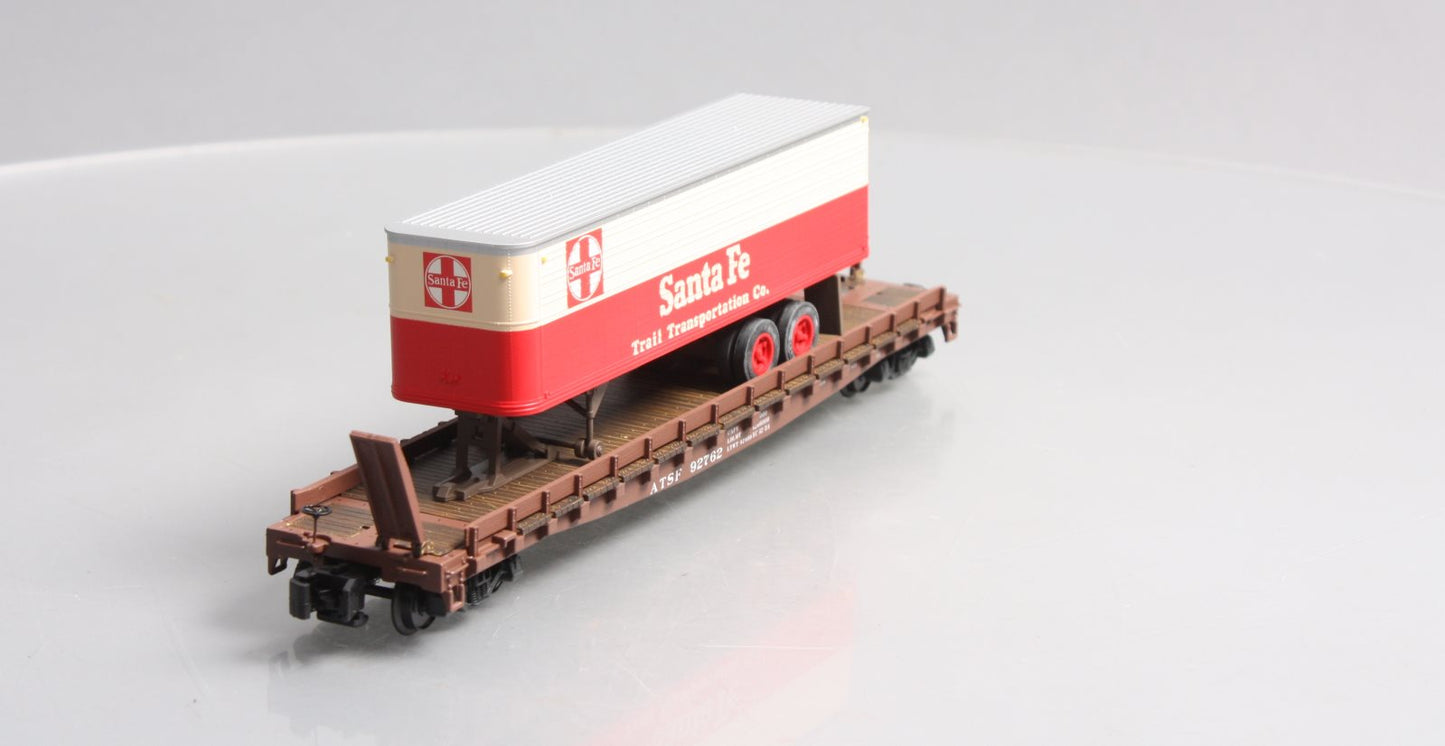 S-Helper 01808 S Scale Santa Fe Flatcar W/ Trailer #92762 LN/Box