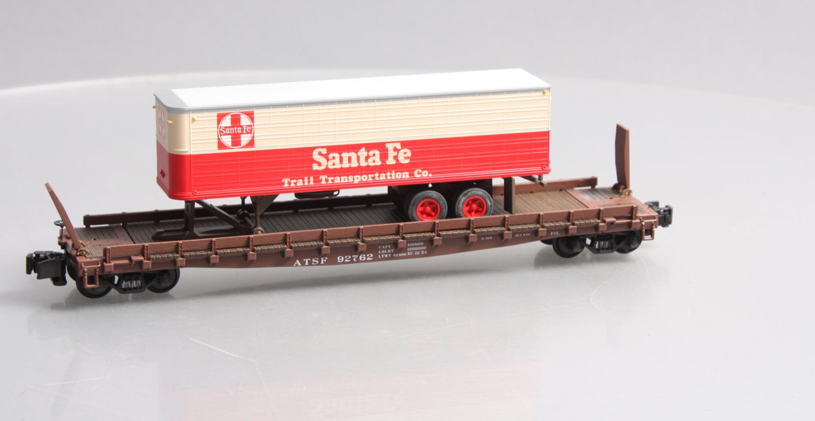 S-Helper 01808 S Scale Santa Fe Flatcar W/ Trailer #92762 EX/Box
