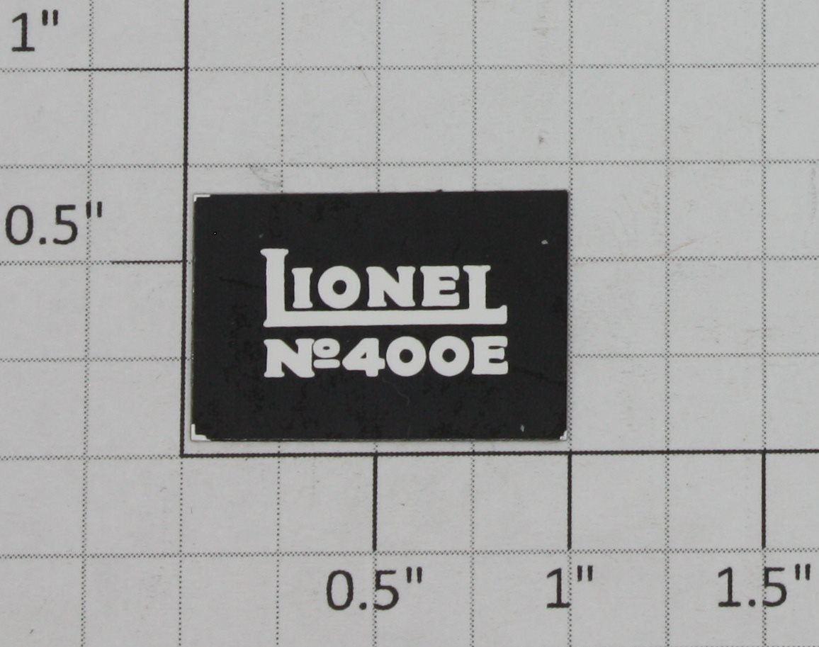 Lionel 400E-38 Black Number Board Plate with White Lettering