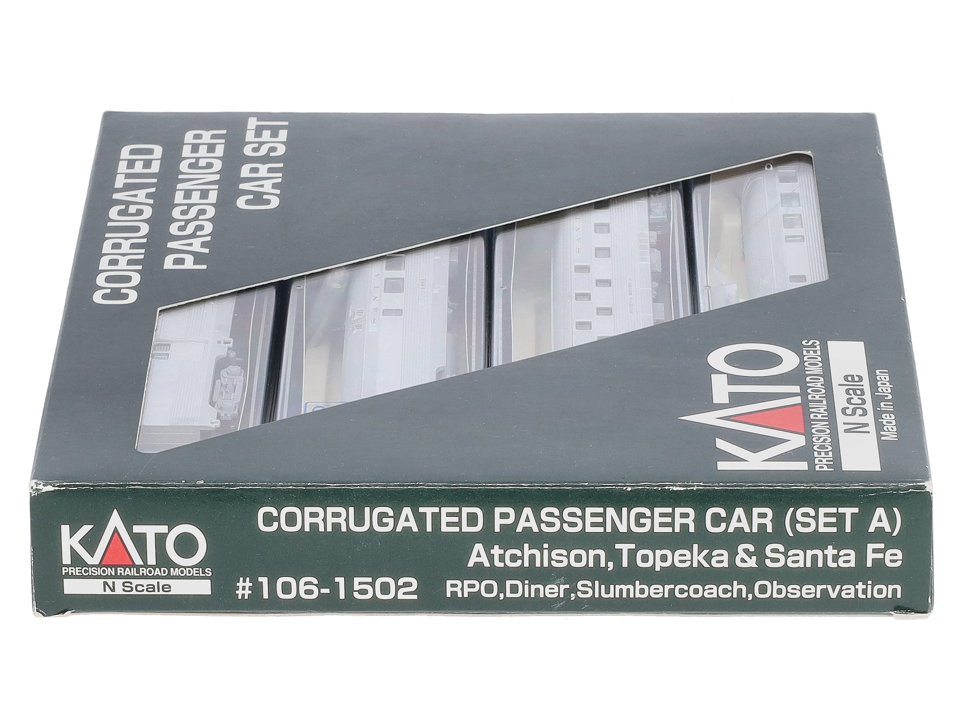 Kato 106-1502 N Scale ATSF Corrugated Passenger Car Set (Set A) LN/Box