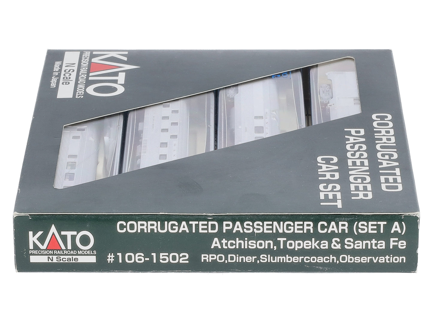 Kato 106-1502 N Scale ATSF Corrugated Passenger Car Set (Set A) LN/Box