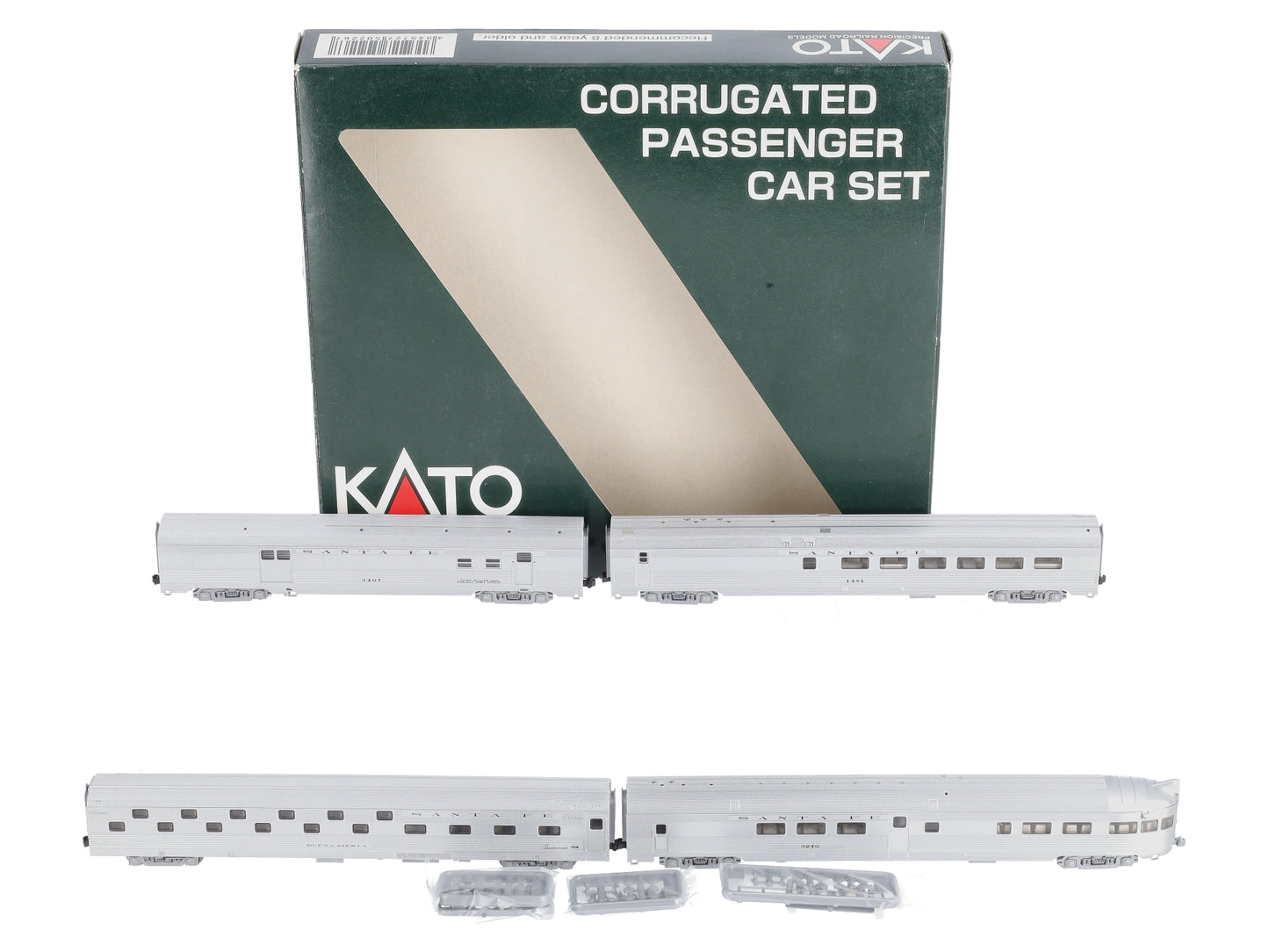 Kato 106-1502 N Scale ATSF Corrugated Passenger Car Set (Set A) LN/Box