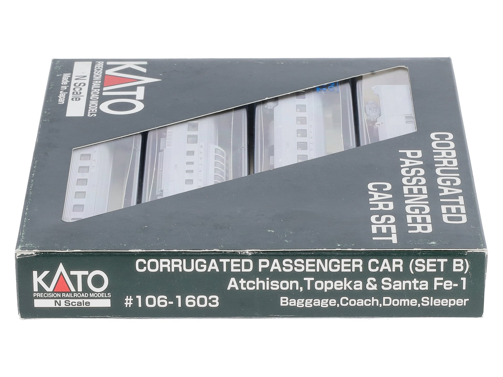 Kato 106-1603 N Scale ATSF Corrugated Passenger Car (Set B) NIB