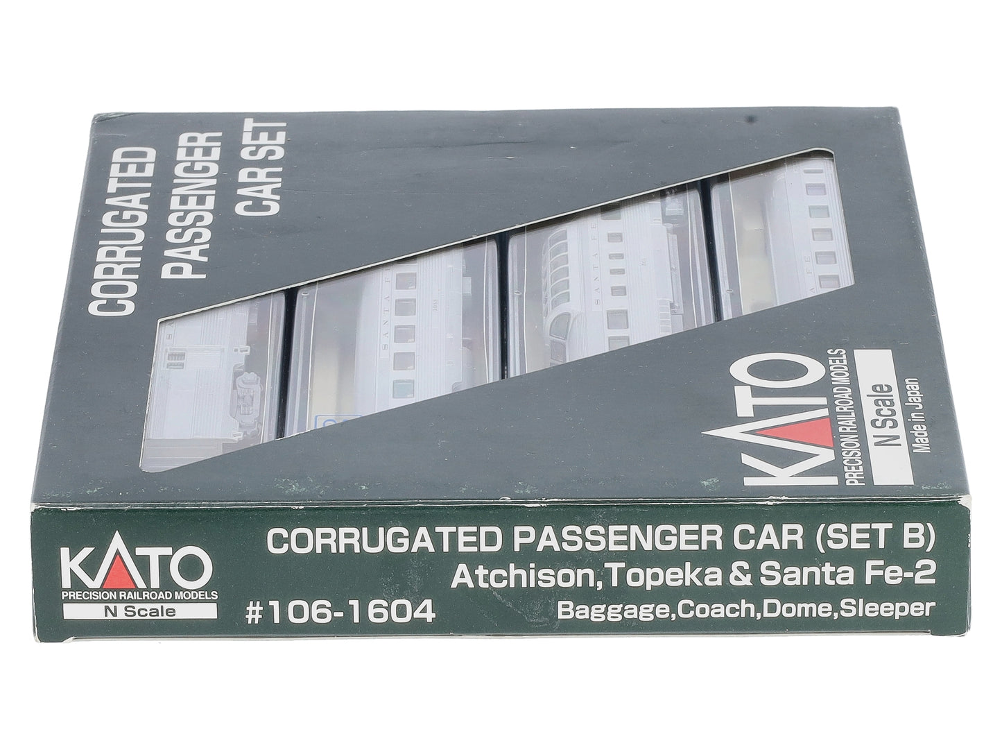 Kato 106-1604 N Scale ATSF Corrugated Passenger Car (Set B) NIB