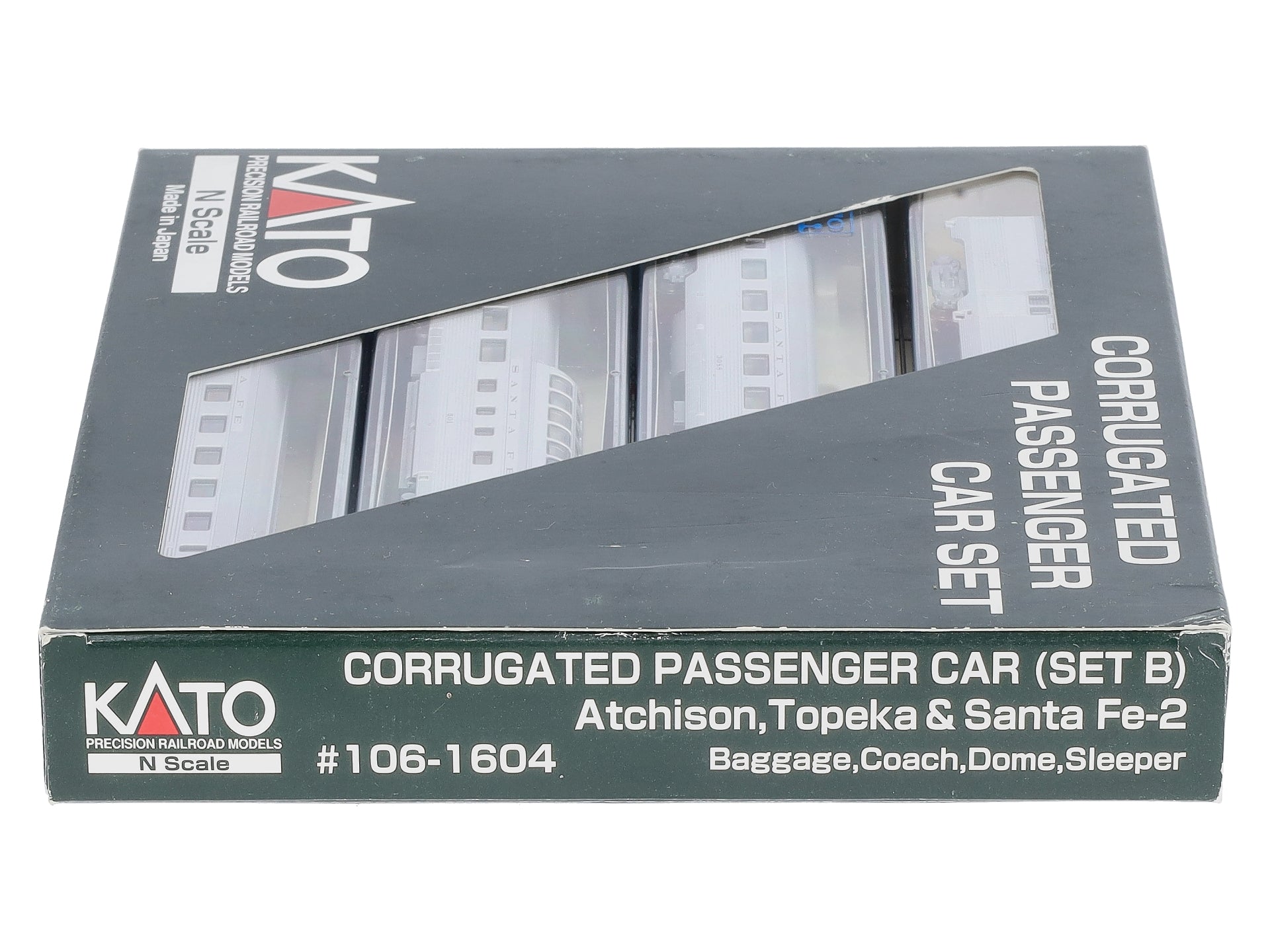 Kato 106-1604 N Scale ATSF Corrugated Passenger Car (Set B) NIB