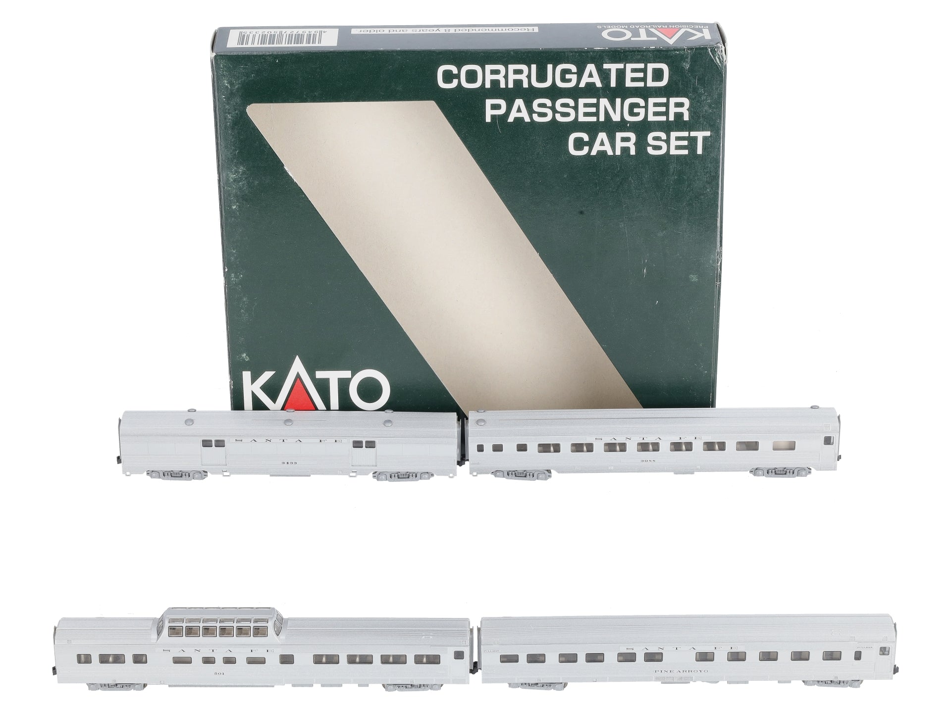 Kato 106-1604 N Scale ATSF Corrugated Passenger Car (Set B) NIB