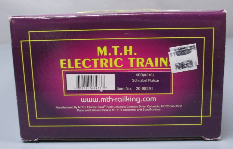 MTH 20-98291 O ABB Schnabel Flatcar with Transformer #210 LN/Box