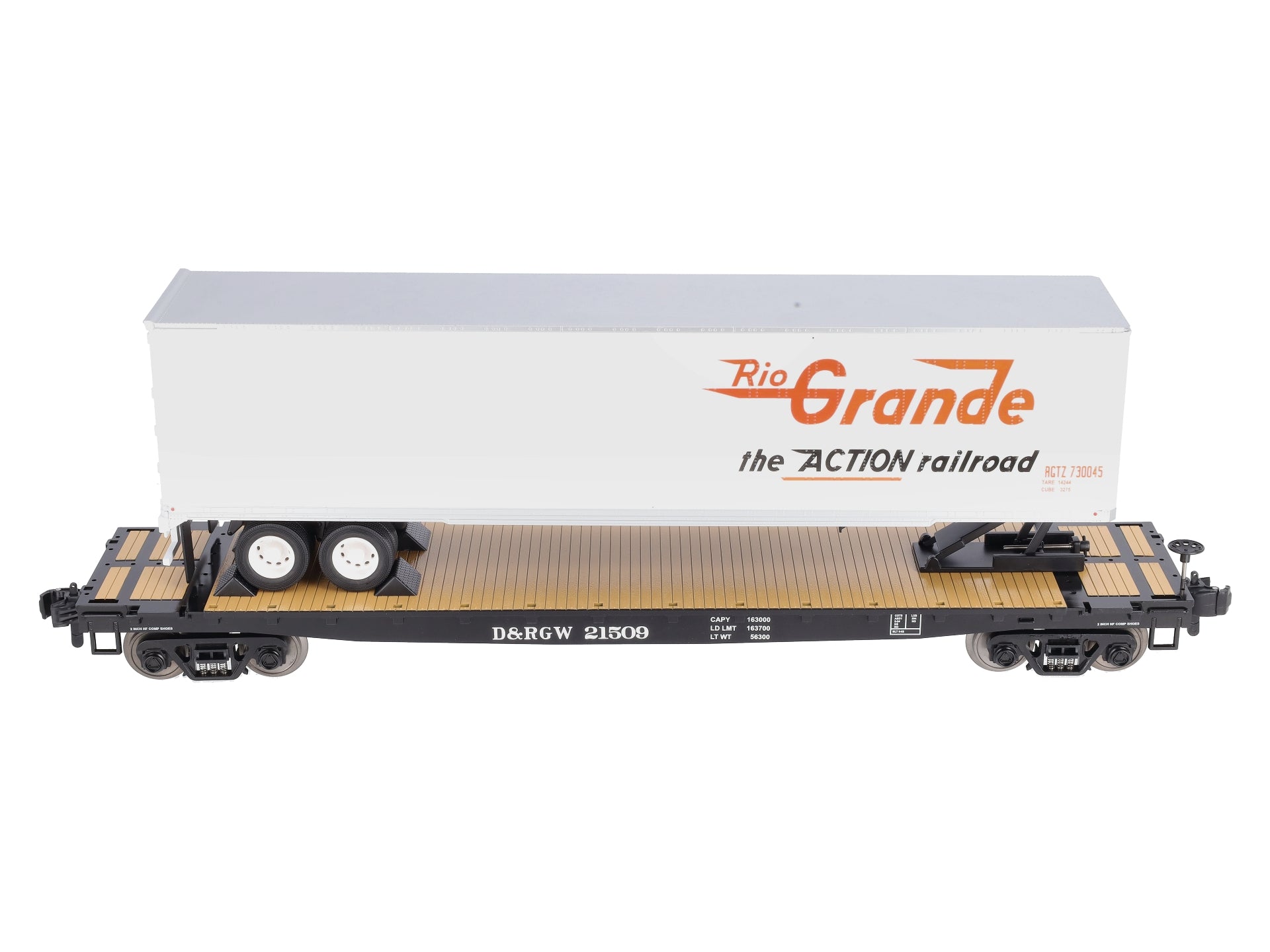 MTH 70-76046 G Scale Denver & Rio Grande Western Flat Car with 45' Trailer