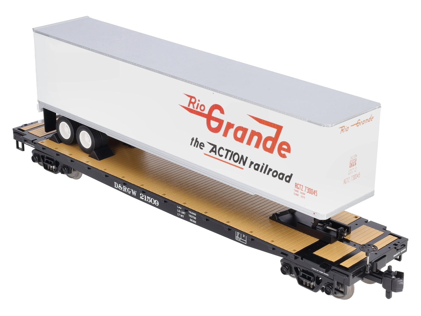 MTH 70-76046 G Scale Denver & Rio Grande Western Flat Car with 45' Trailer
