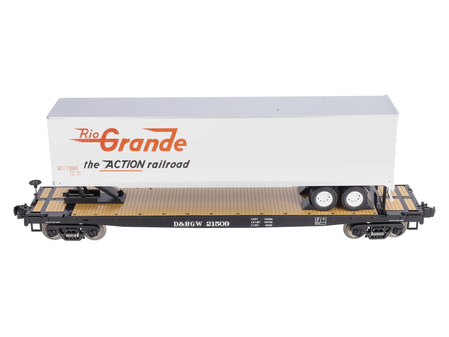 MTH 70-76046 G Scale Denver & Rio Grande Western Flat Car with 45' Trailer