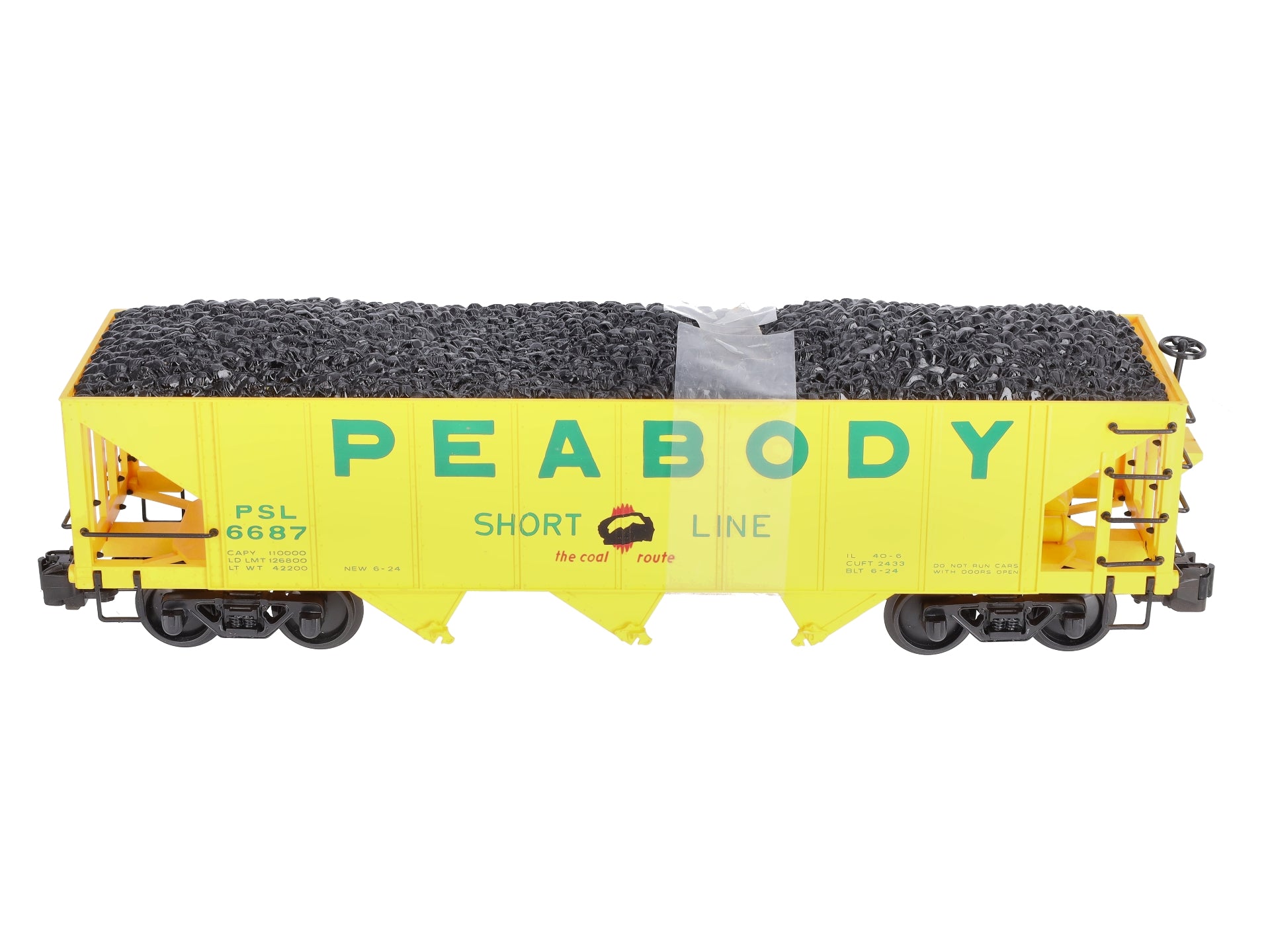 Bachmann 98229 G Scale Peabody 3-Bay Hopper w/ Coal Load #6687