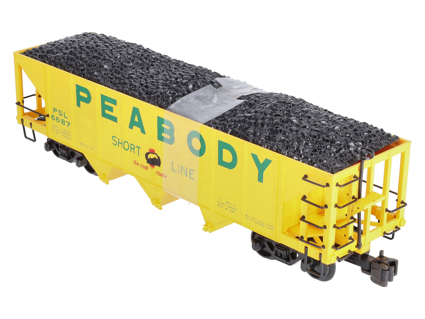 Bachmann 98229 G Scale Peabody 3-Bay Hopper w/ Coal Load #6687