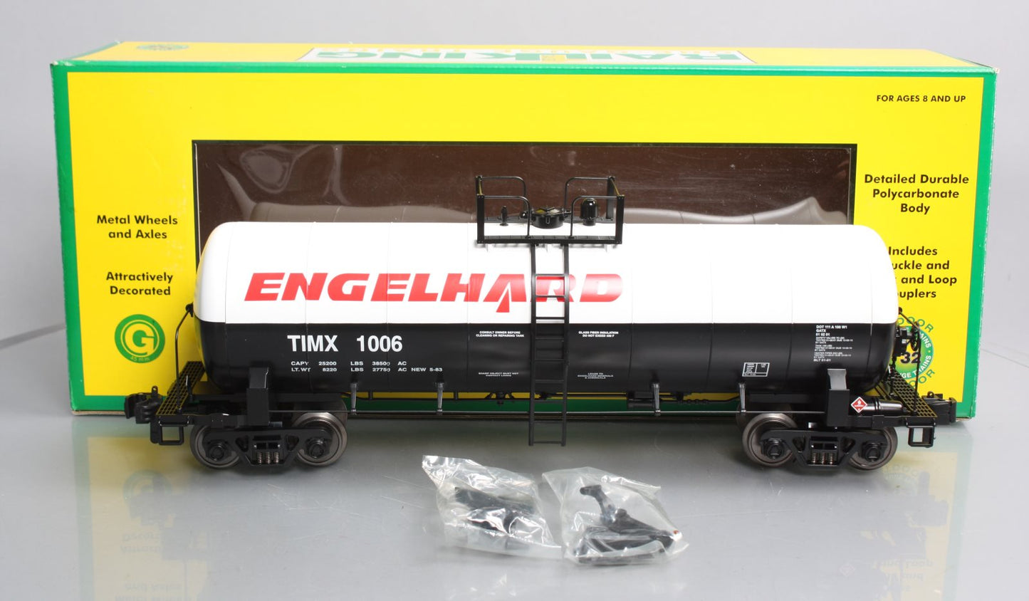 MTH 70-73024 G Scale Engelhard Chemical Unibody Tank Car #1006 (Metal Wheels)