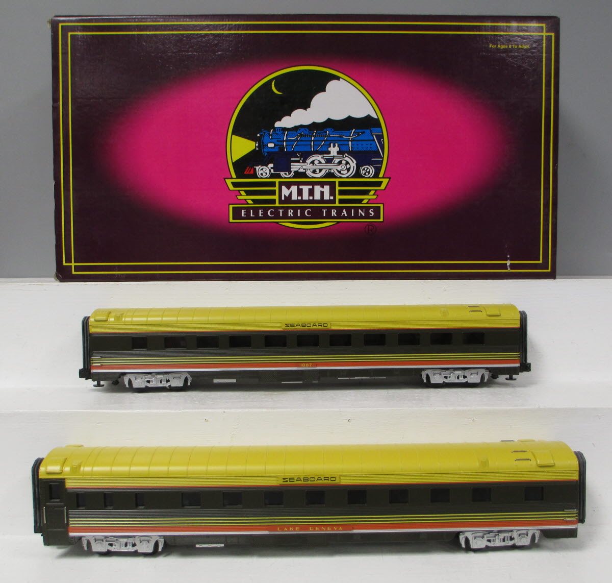 MTH 20-6615 O Seaboard 70' Streamlined Slpr/Diner Passenger Car Set (Set of 2) LN/Box