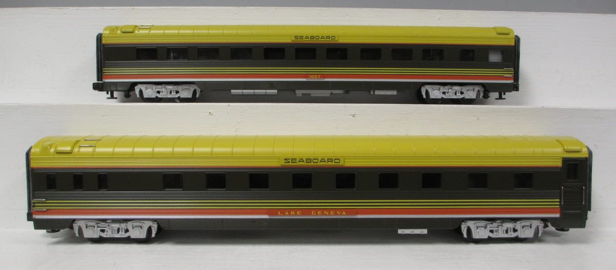 MTH 20-6615 O Seaboard 70' Streamlined Slpr/Diner Passenger Car Set (Set of 2) LN/Box