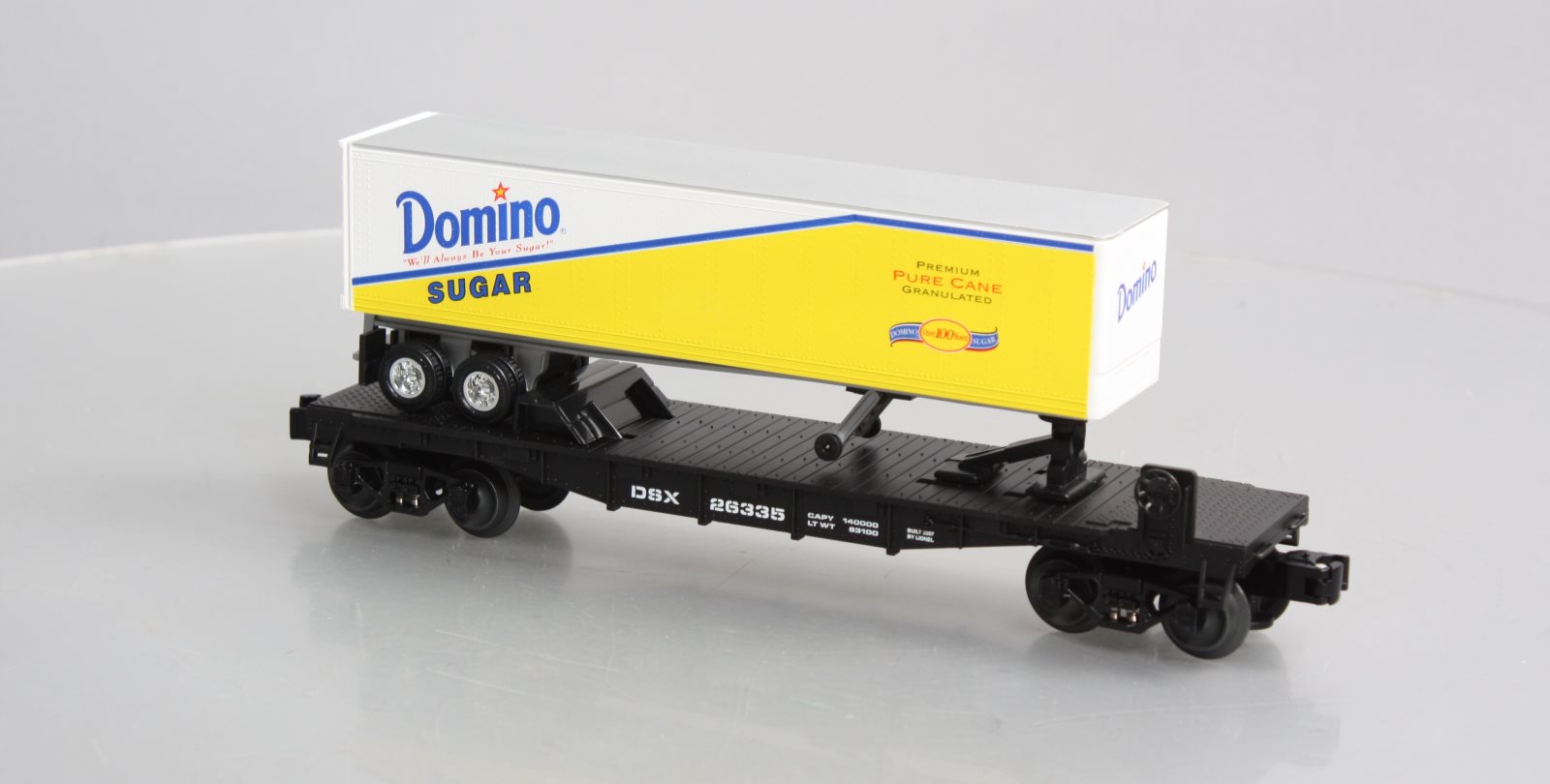Lionel 6-26335 O Gauge Domino Sugar Flatcar w/Trailer LN/Box