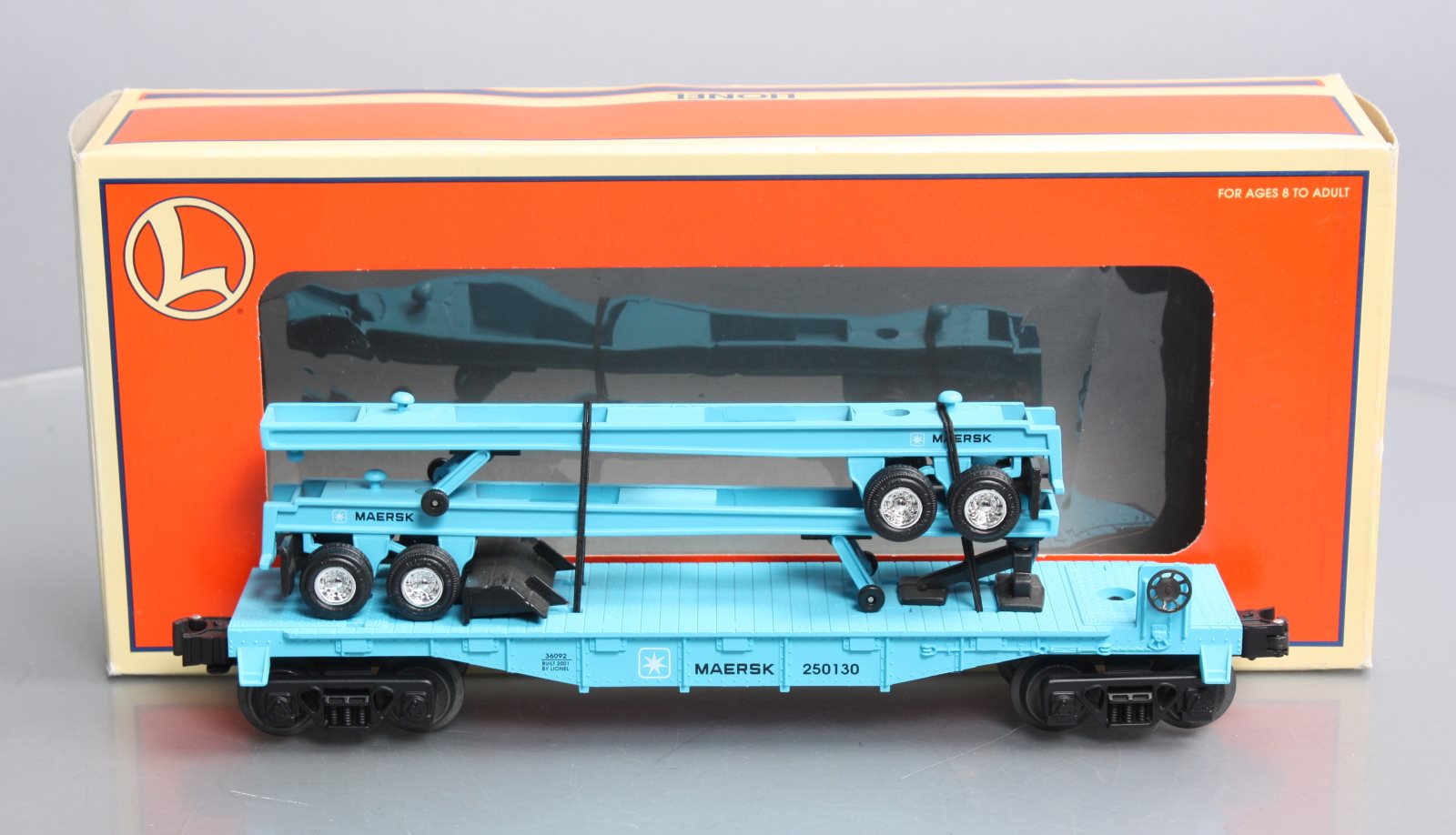 Lionel 6-36092 O Gauge Maersk Flat w/Diecast Trailers LN/Box